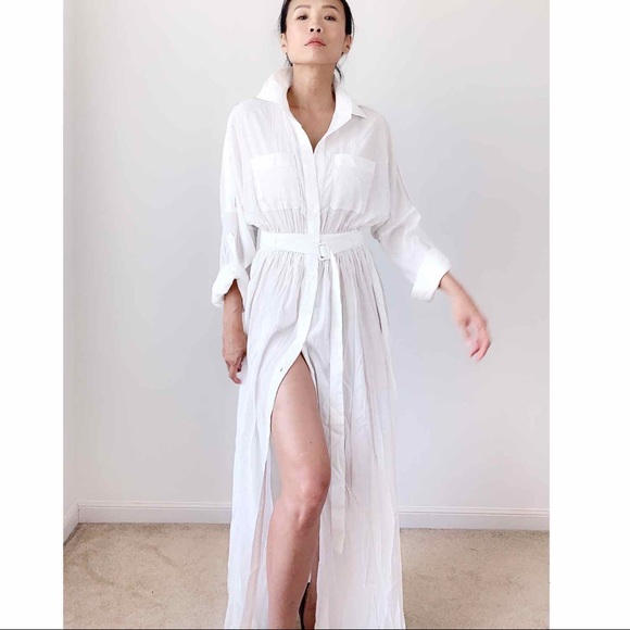 LONG WHITE UTILITY MAXI DRESS - Picture 2 of 7